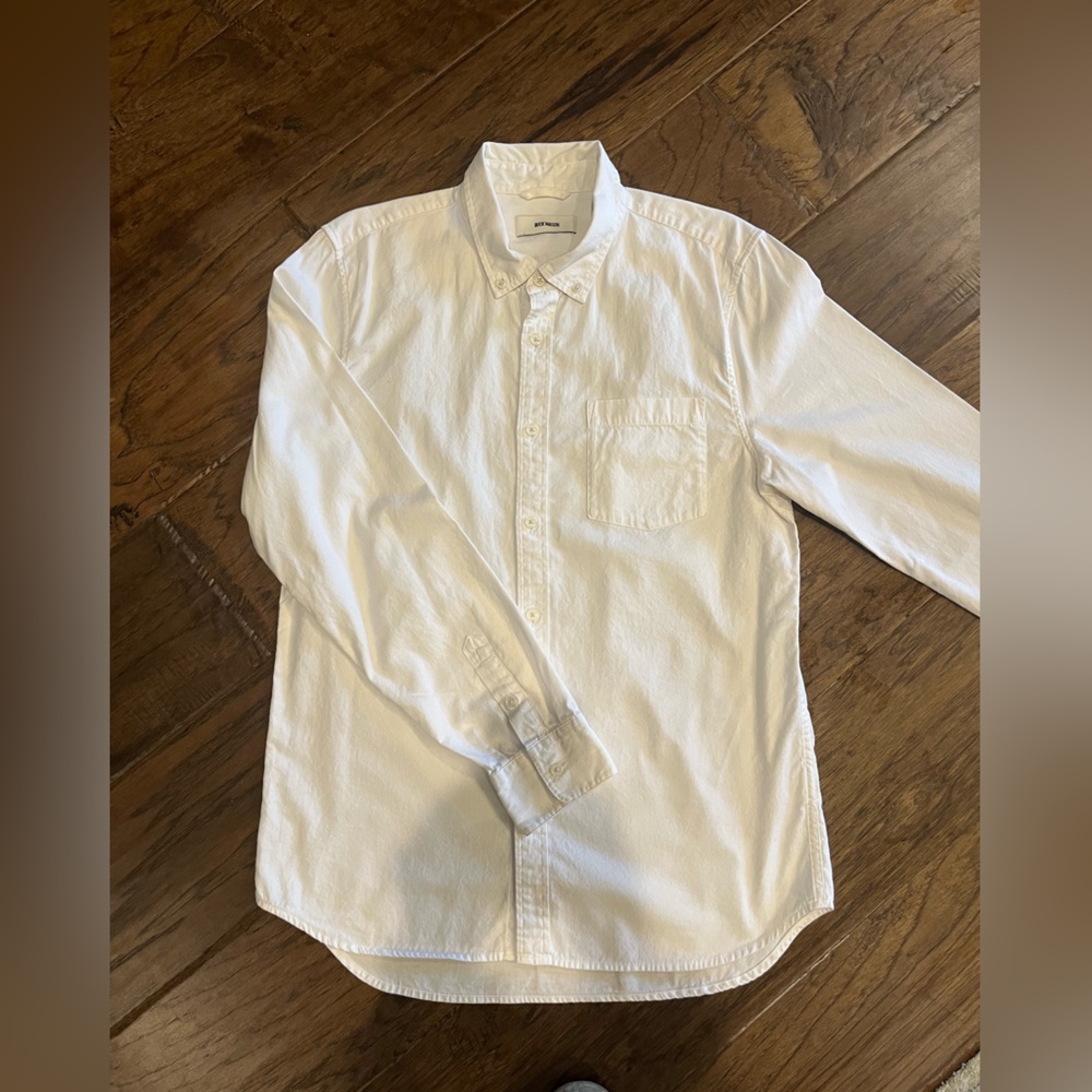 BUCK MASON. White. Men’s. Oxford. Long sleeve. Dress shirt. Medium